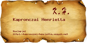 Kapronczai Henrietta névjegykártya
