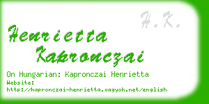 henrietta kapronczai business card
